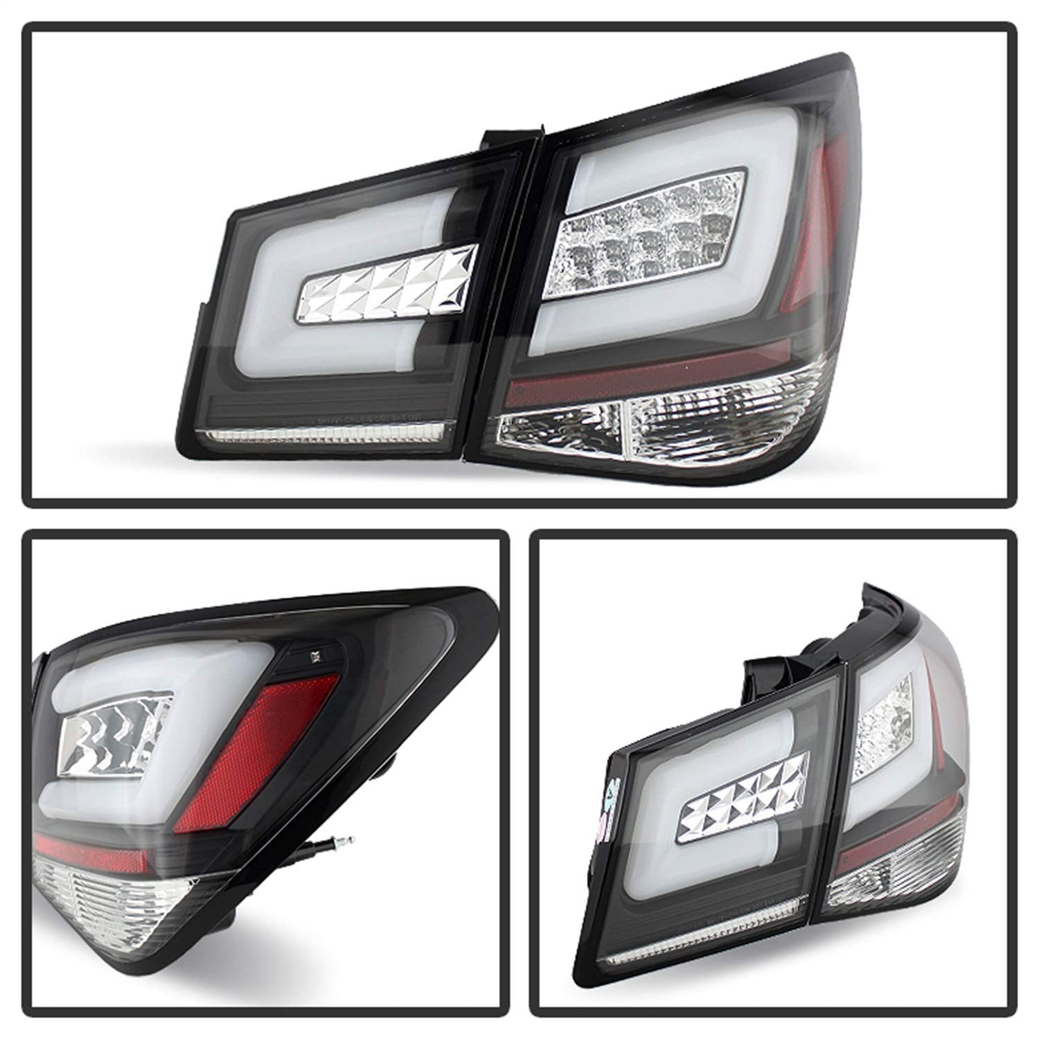LED Tail Lights Black/Clear Spyder Auto 5076595