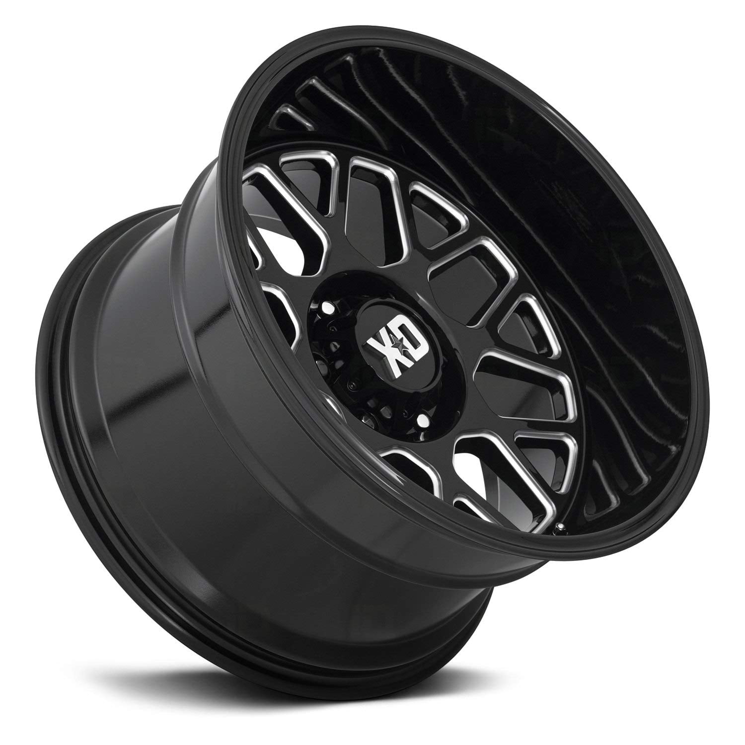 Xd849 Grenade 2 Gloss Black Milled Wheel XD Wheels with Alloy Steel (24 x 12. inches /6 x 106 mm, -44 mm Offset)
