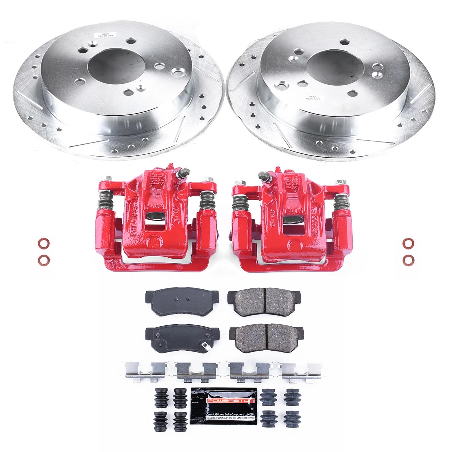 Power Stop Z23 Evolution KC5213A Rear Brake Caliper Kit- Brake Rotors, Brake Pads, Brake Calipers For Hyundai Santa Fe 2001-2006 [Model Specific]
