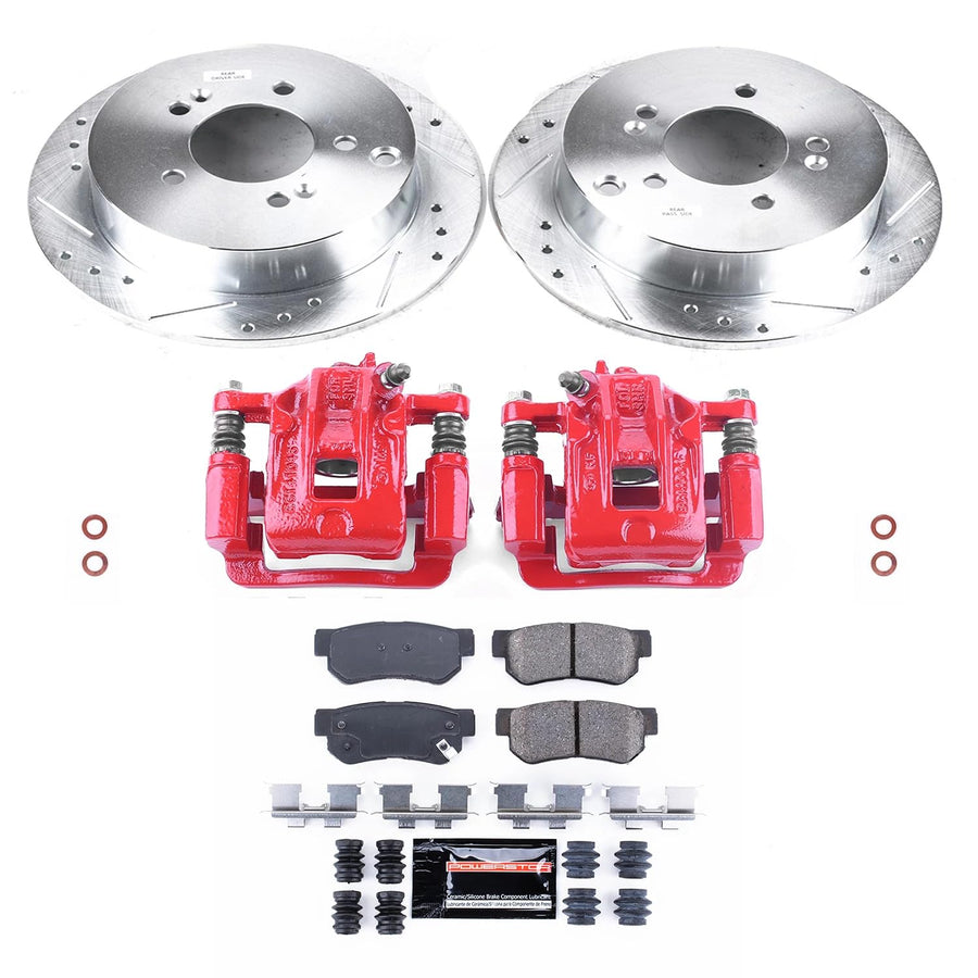 Power Stop Z23 Evolution KC5213A Rear Brake Caliper Kit- Brake Rotors, Brake Pads, Brake Calipers For Hyundai Santa Fe 2001-2006 [Model Specific]