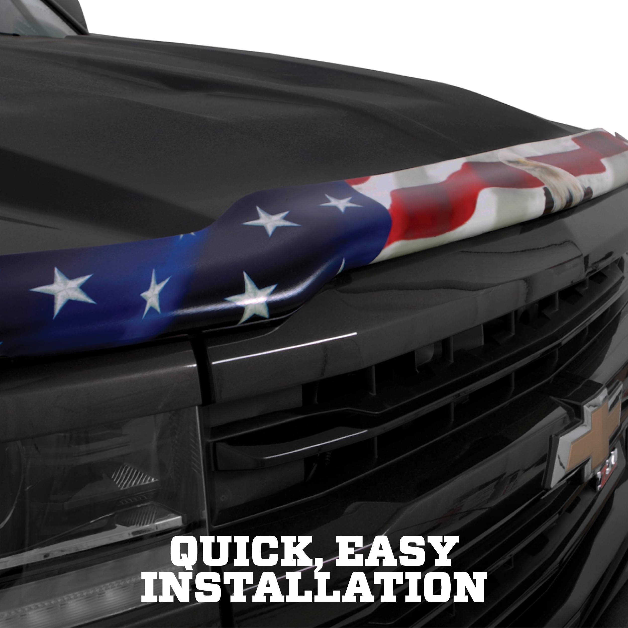 Husky Liners American Flag Hood Protector w/ | Fits 2003-2005 Chevrolet Silverado 1500; 03-04 Silverado 1500/2500, High Profile/Bug Shield - 1 pc, Multi-Color-USA | 2818815