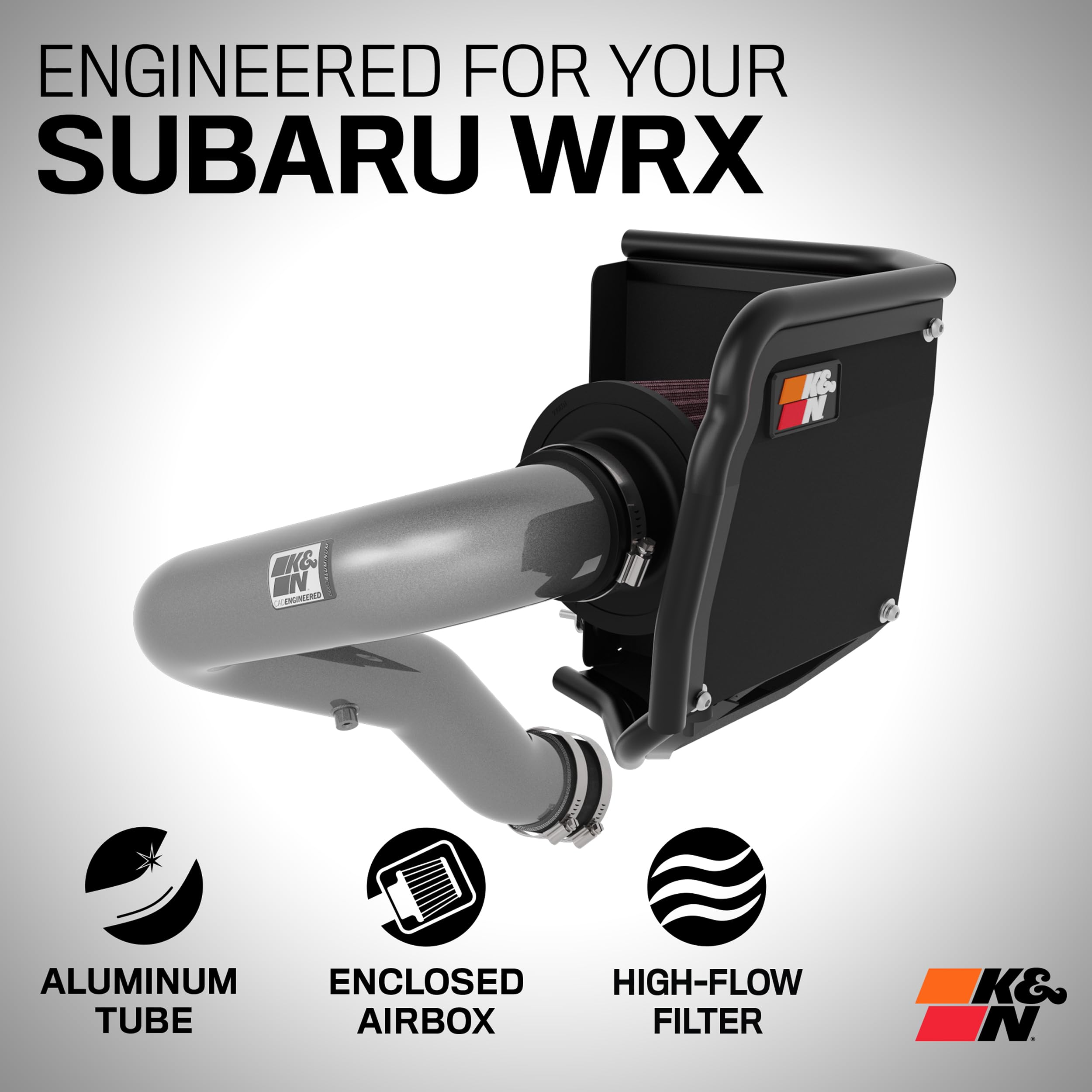 Cold Air Intake System K&N: High-Flow Air-Filter, Increase Performance & Horsepower: Compatible with 2022-2023 SUBARU WRX, 69-8012TC