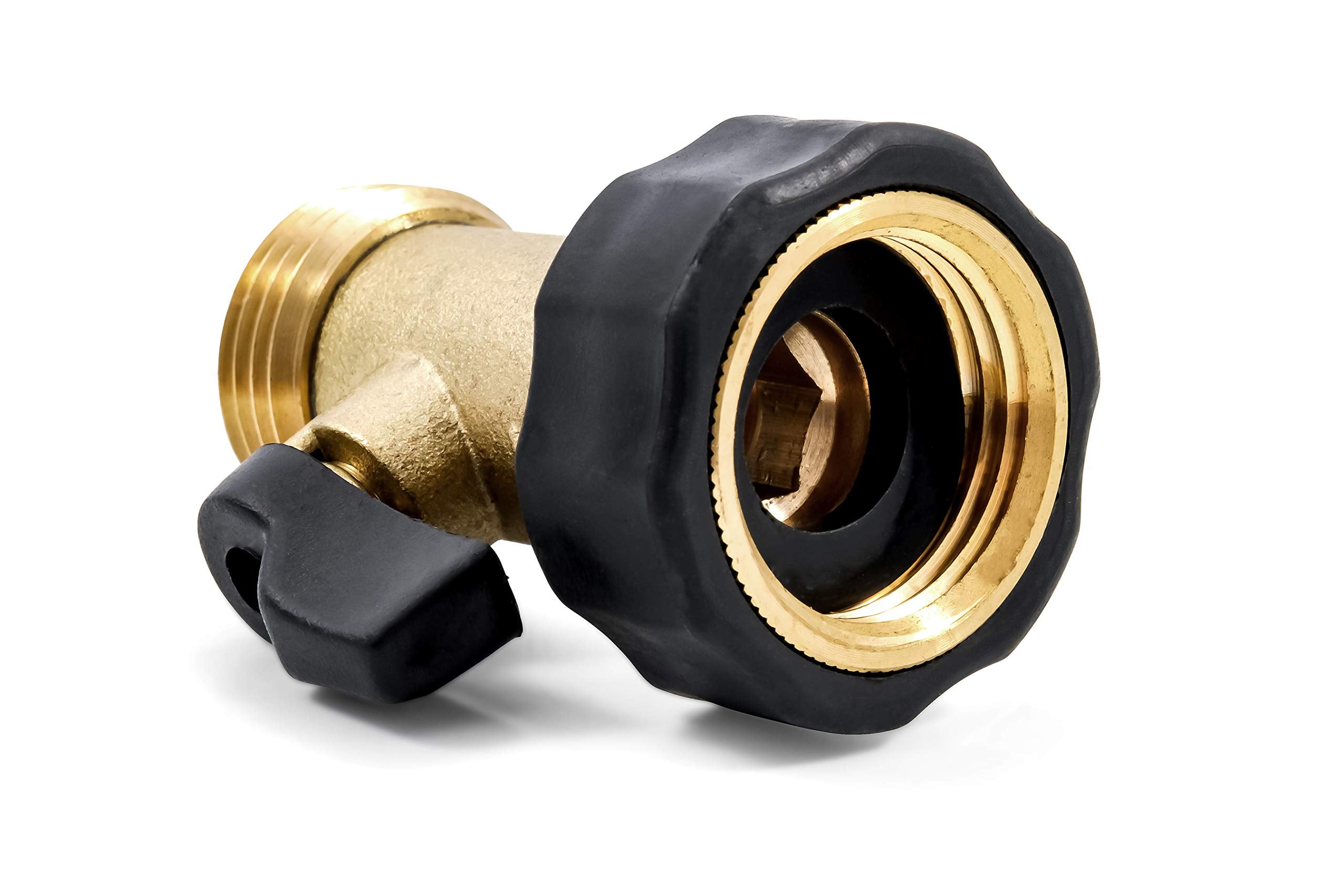 Brass Connector Camco 20222 Straight Stainless Steel Shutoff Valve and Easy Grip Handles-Easily Connects to Standard Water Hose (2022)