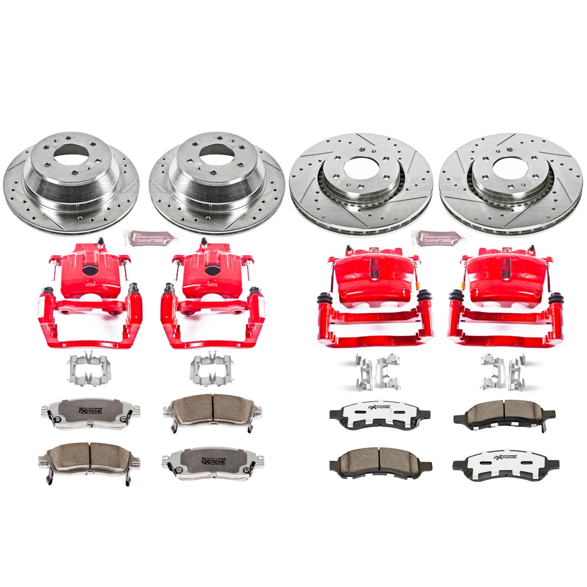Power Stop Z26 Street Warrior KC2060-26 Brake Kit Front & Rear Buick Chevy GMC Saab For Buick Rainier, Chevy Trailblazer, Chevy Trailblazer, GMC Envoy, GMC Envoy, Saab 9-7x [Model Specific]