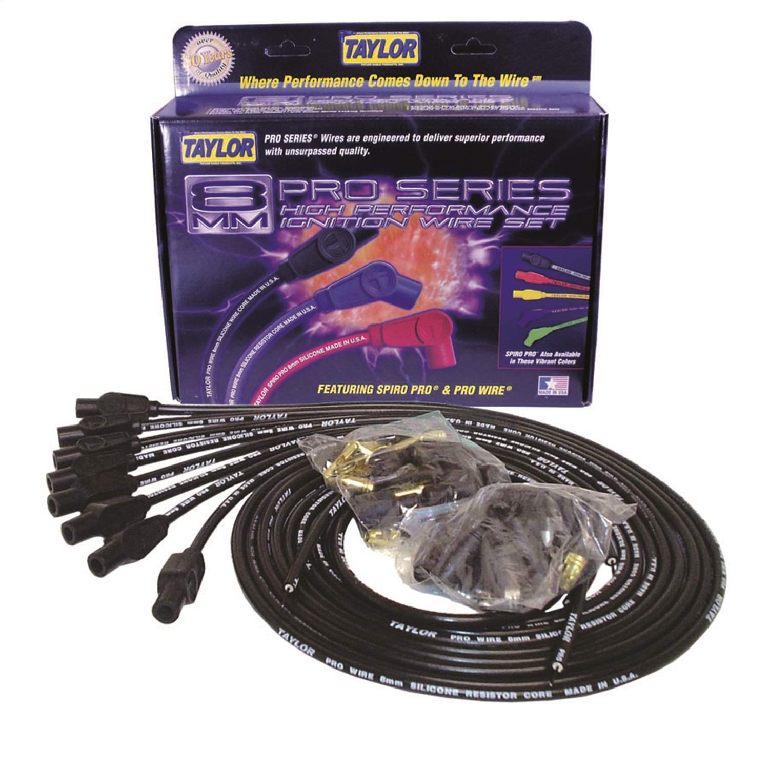 8mm Taylor Cable Pro Wire Black Spark Plug Wire Set 70055