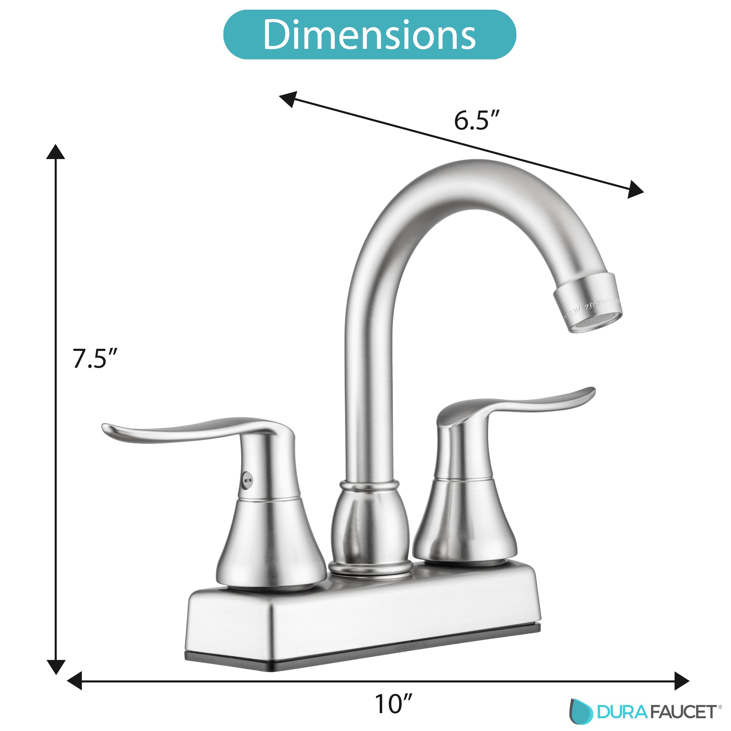 RV Swivel Bar Faucet Dura Faucet (DF-PB155LH-SN) with Classical Levers - Brushed Satin Nickel