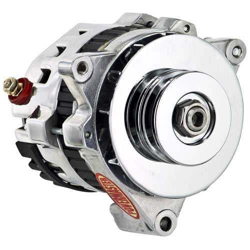 Alt GM CS121 Powermaster 5X5 Polish 100A 12V 1V Pulley Fan & Baffle 3 Ear MTG Side BAT Post 1-Wire