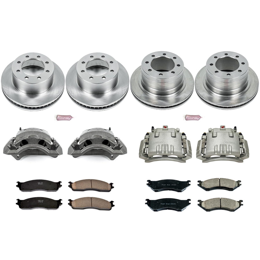 Power Stop KCOE5468 Stock Replacement Brake Kit Front and Rear with Calipers For 2006-2008 Dodge Ram 1500 Mega Cab | 2003-2008 Ram 2500 3500