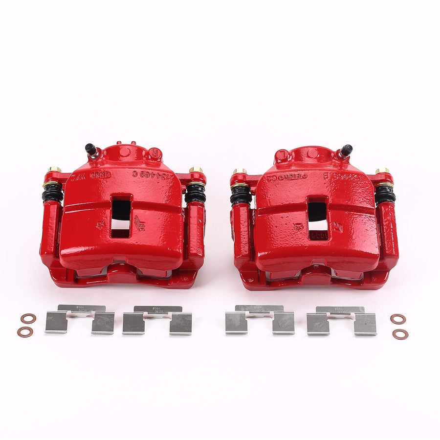 Power Stop S4780 Front Pair of High-Temp Red Powder Coated Calipers For Chrysler PT Cruiser 2001-2010 [Model Specific]