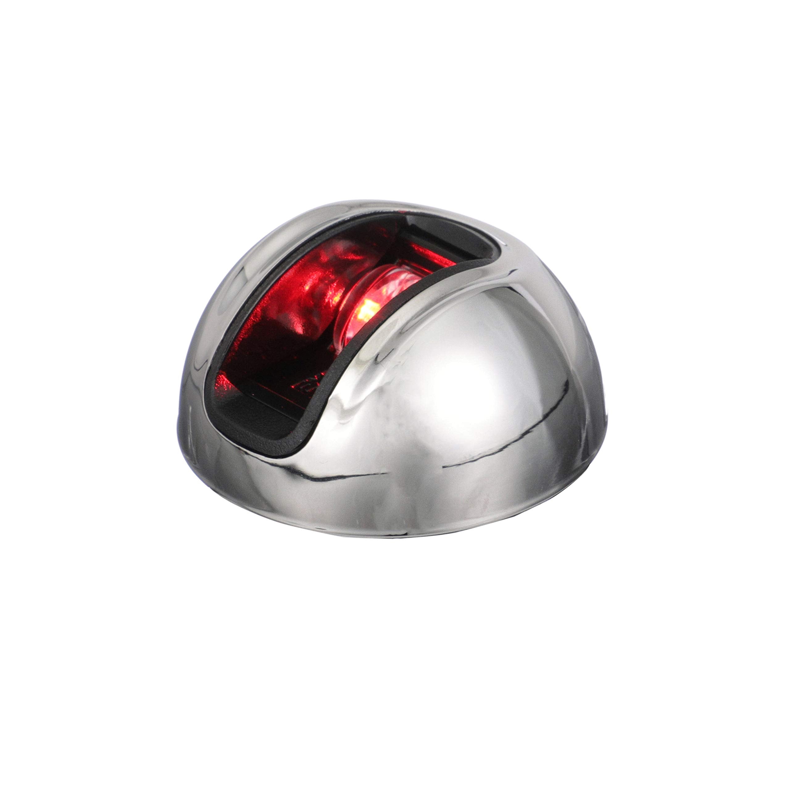 LightArmor attwood 2-Mile Vertical Surface Mount Navigation Light, Red LED Lighting, Round Stainless Housing