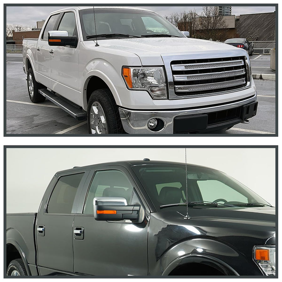 Spec-D Tuning Power Heated Right Passenger Side Chrome Mirror w/LED Signal + Puddle Light Compatible with 2007-2014 Ford F150 F-150 Truck