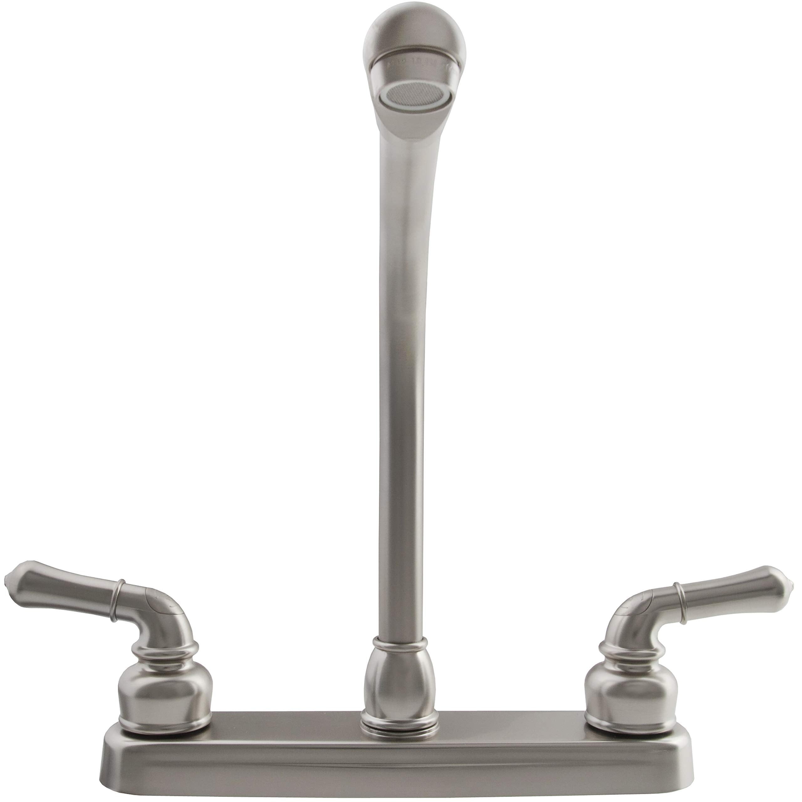 Dura Faucet Hi-Rise DF-PK210C-SN Kitchen Sink Faucet with Classical Levers (Brushed Satin Nickel)