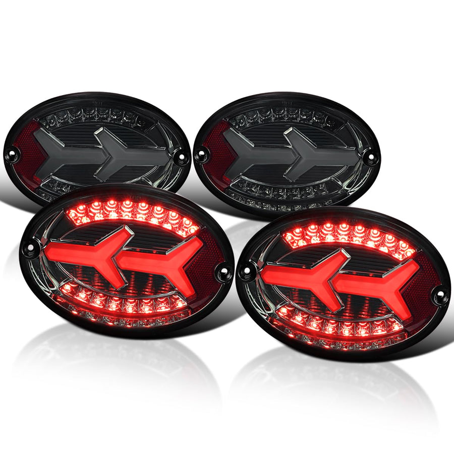4PC Spec-D Tuning Chrome Housing Smoke Lens LED Tube Bar Tail Lights Compatible with 1997-2004 Chevy Corvette C5