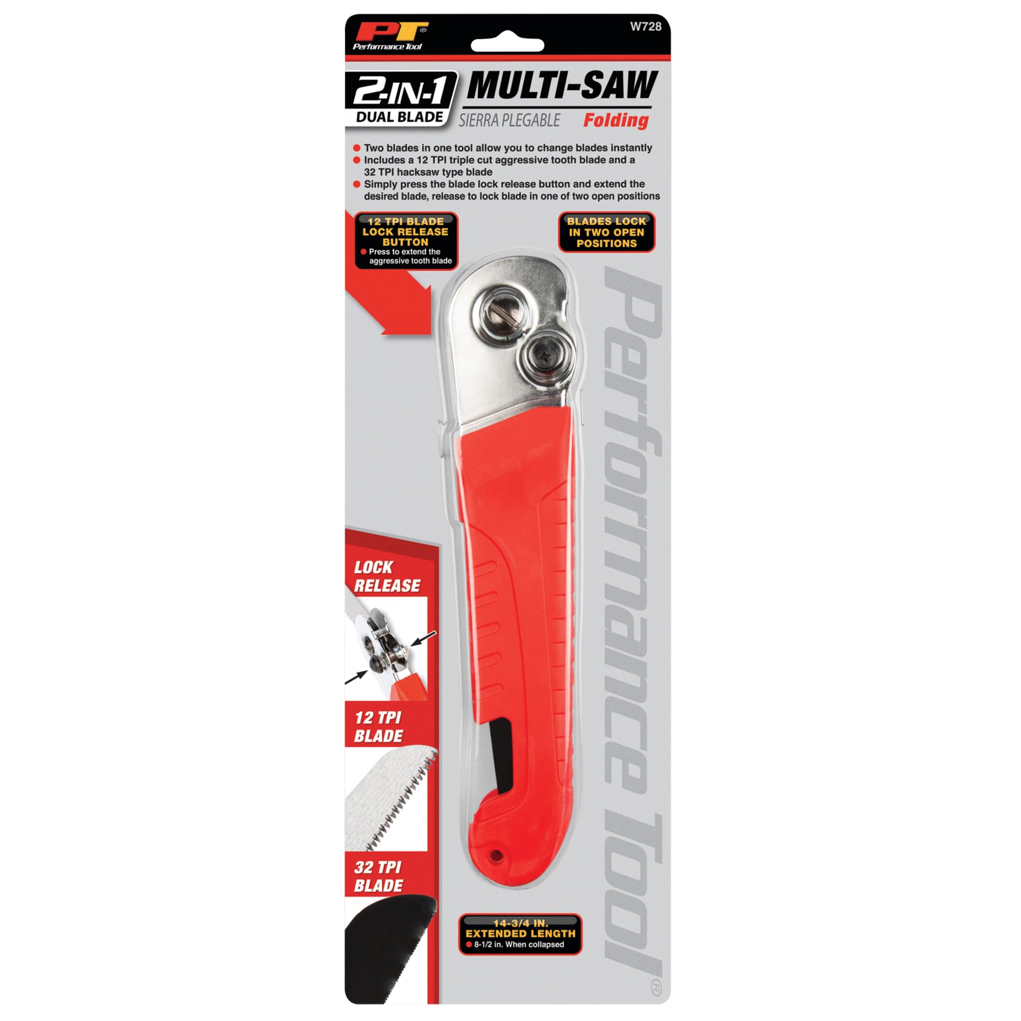 2-in-1 Performance Tool W728 Folding Multi-Saw for Versatile Cutting and Pruning Tasks in Your Garden or Workshop