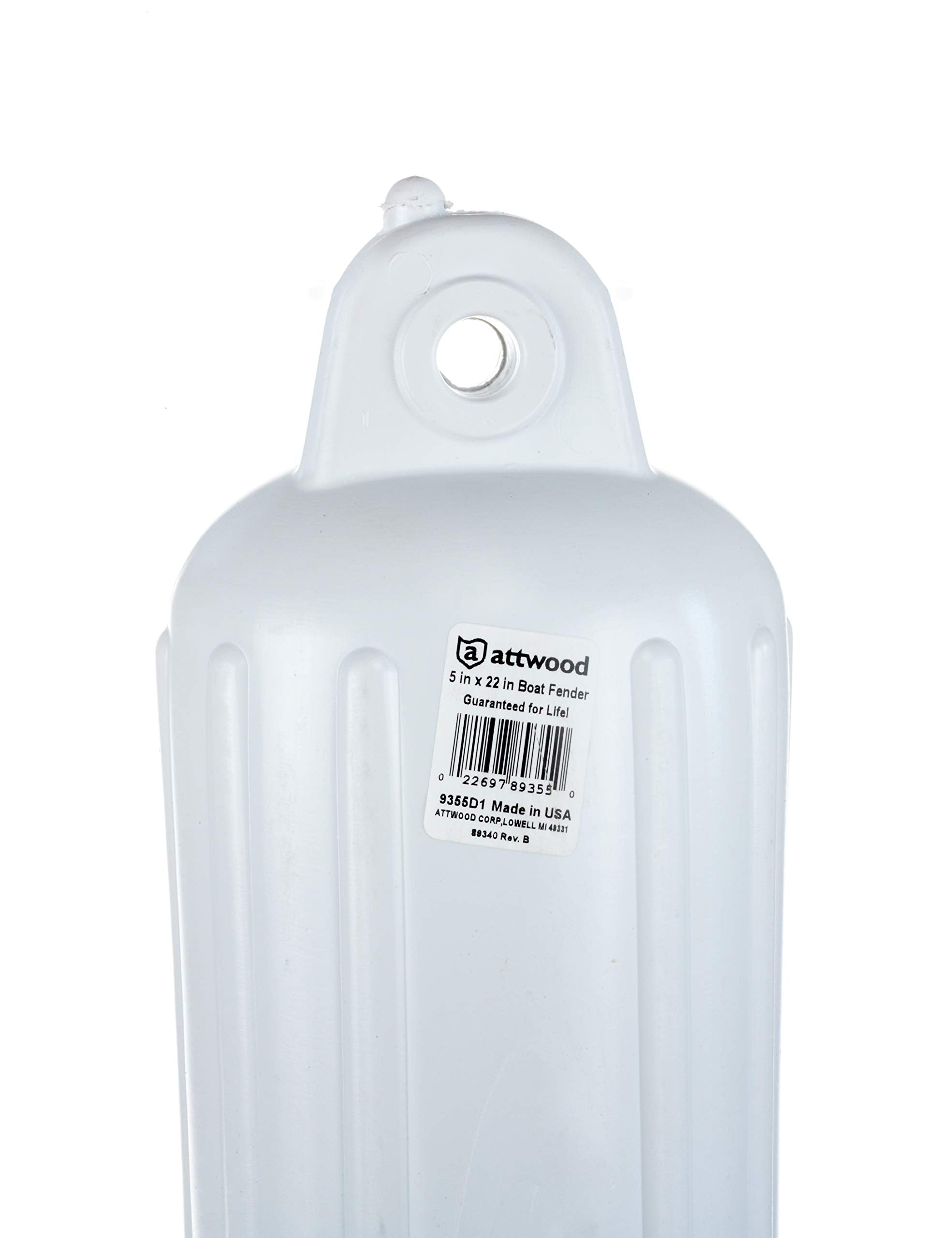 Softside Attwood 9355D1 UV-Resistant Marine Oval Boat Fender, White, 5-Inch x 22-Inch