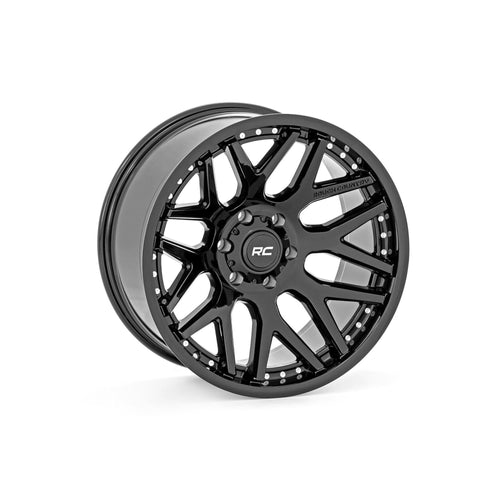 Rough Country One-Piece 95 Series Aluminum Wheel - 20x10, 6x5.5' Bolt Pattern, 18mm Offset, Gloss Black for Jeeps, Trucks, SUV