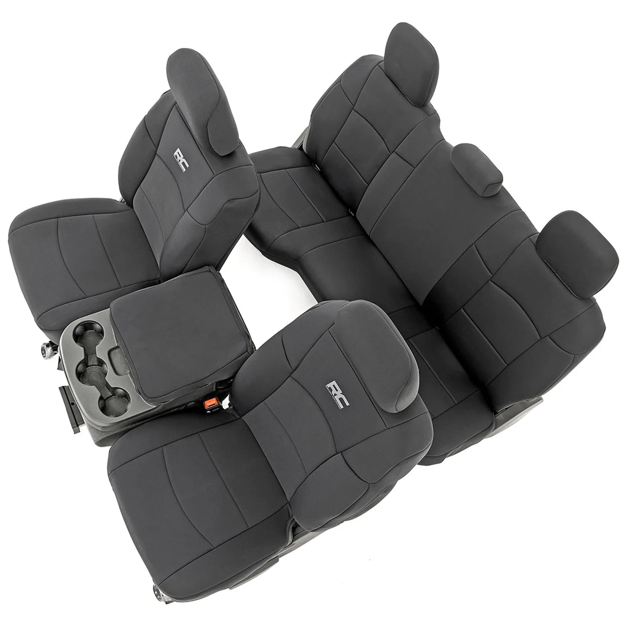 Rough Country Seat Covers Neoprene for Dodge Ram (2019-2024) - UV & Water Resistant, Foam Padded Truck Seat Covers - Full Set, Black, Front & Rear