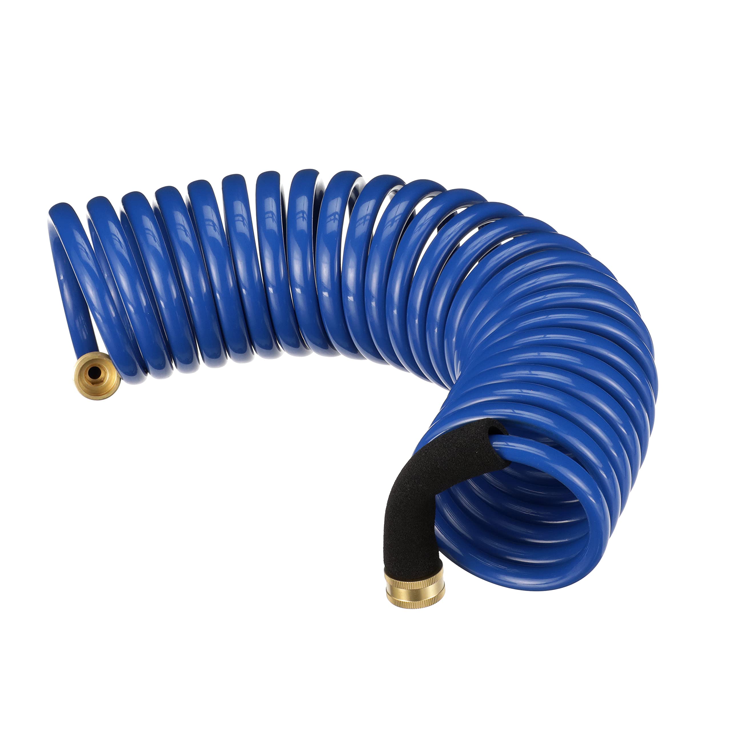 Spiral Watering Hose Attwood 11871-7 — Weatherproof, Kink-Free, 25 Feet Long, ¾-in. End Fittings, 3/8-In. Interior Diameter, Blue