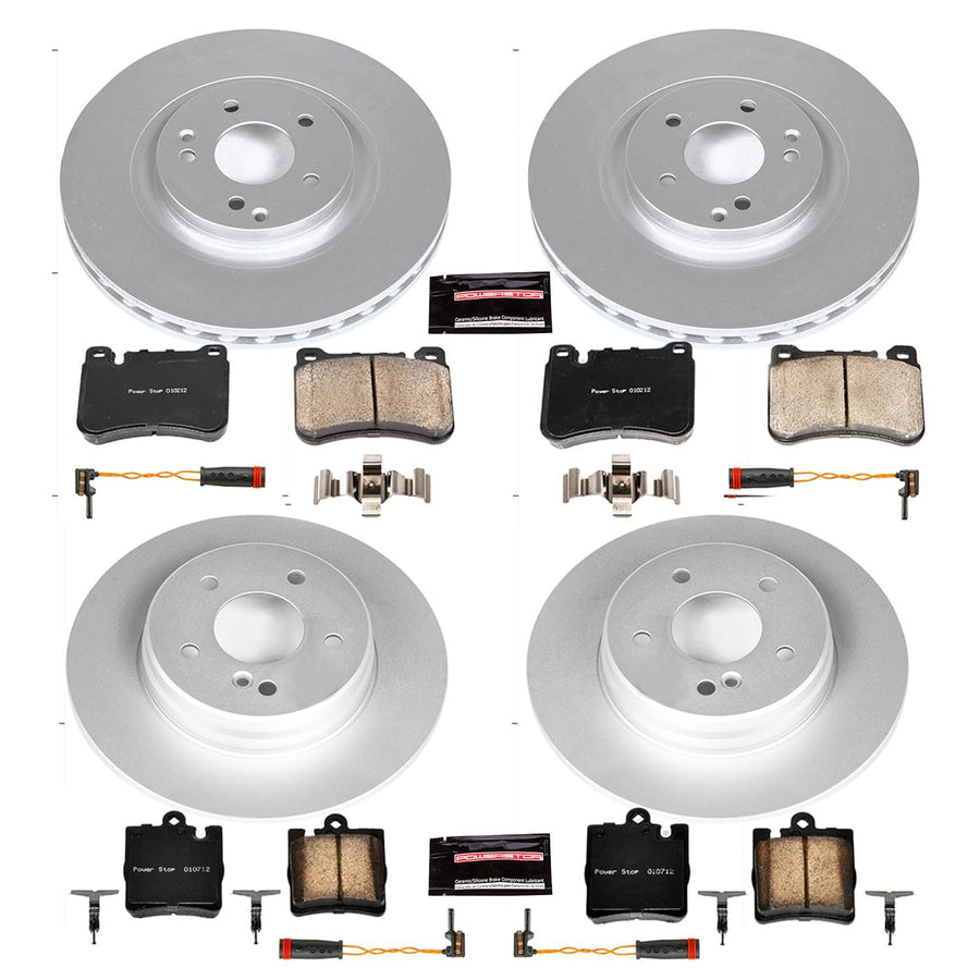 Power Stop CRK2792 Coated Rotors Front and Rear Brake Kit- Coated Brake Rotors and Ceramic Brake Pads
