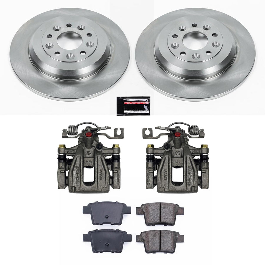 Power Stop KCOE4600 Replacement Autospeciality Rear Caliper Kit- OE Rotors, Ceramic Brake Pads, Calipers For Five Hundred, Freestyle, Taurus, Taurus X, Montego, Sable [Model Specific]