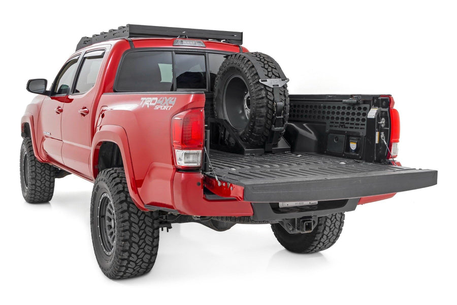 Rough Country Spare Tire Carrier Universal Bed Mount for Pickup Trucks - Fits Tires 33" to 40"