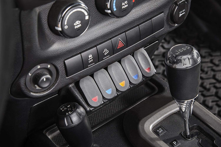 Rugged Ridge Switch Panel Pod for Jeep Wrangler JK/JKU | Thermoplastic Olefin (TPO), Black | 17235.54 | Fits 2011-2018 Jeep Wrangler JK/JKU