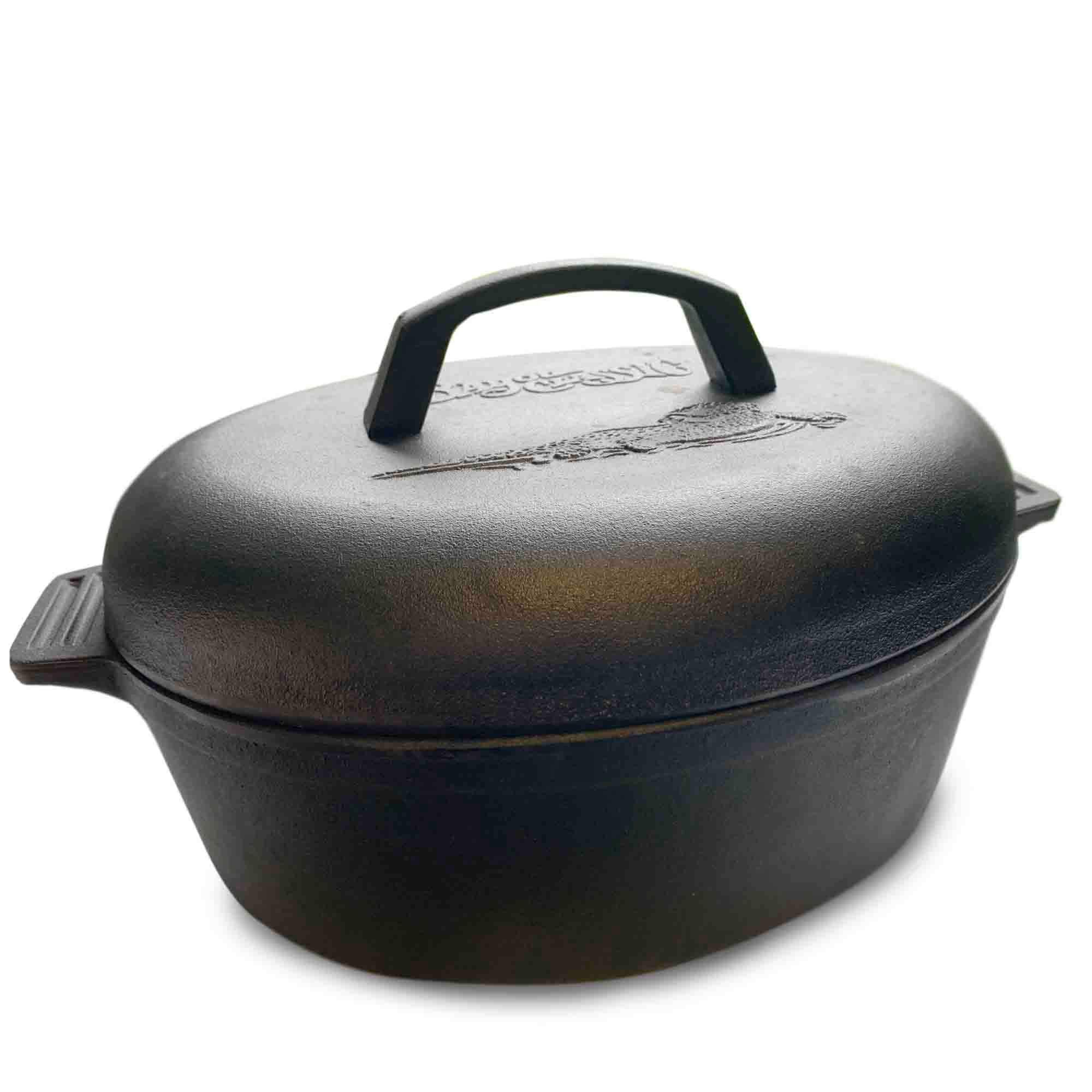 6-qt Bayou Classic Pre-Seasoned Cast Iron Oval Roaster with Cast Iron Lid