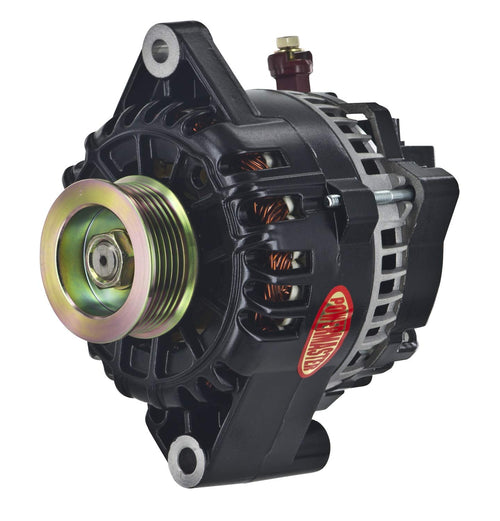 Black Powermaster 58266 Alternator (6G 155A 6 Groove Pulley Small Frame Mating 3.8-3.9L "Mustang" I-D-AS Regular)
