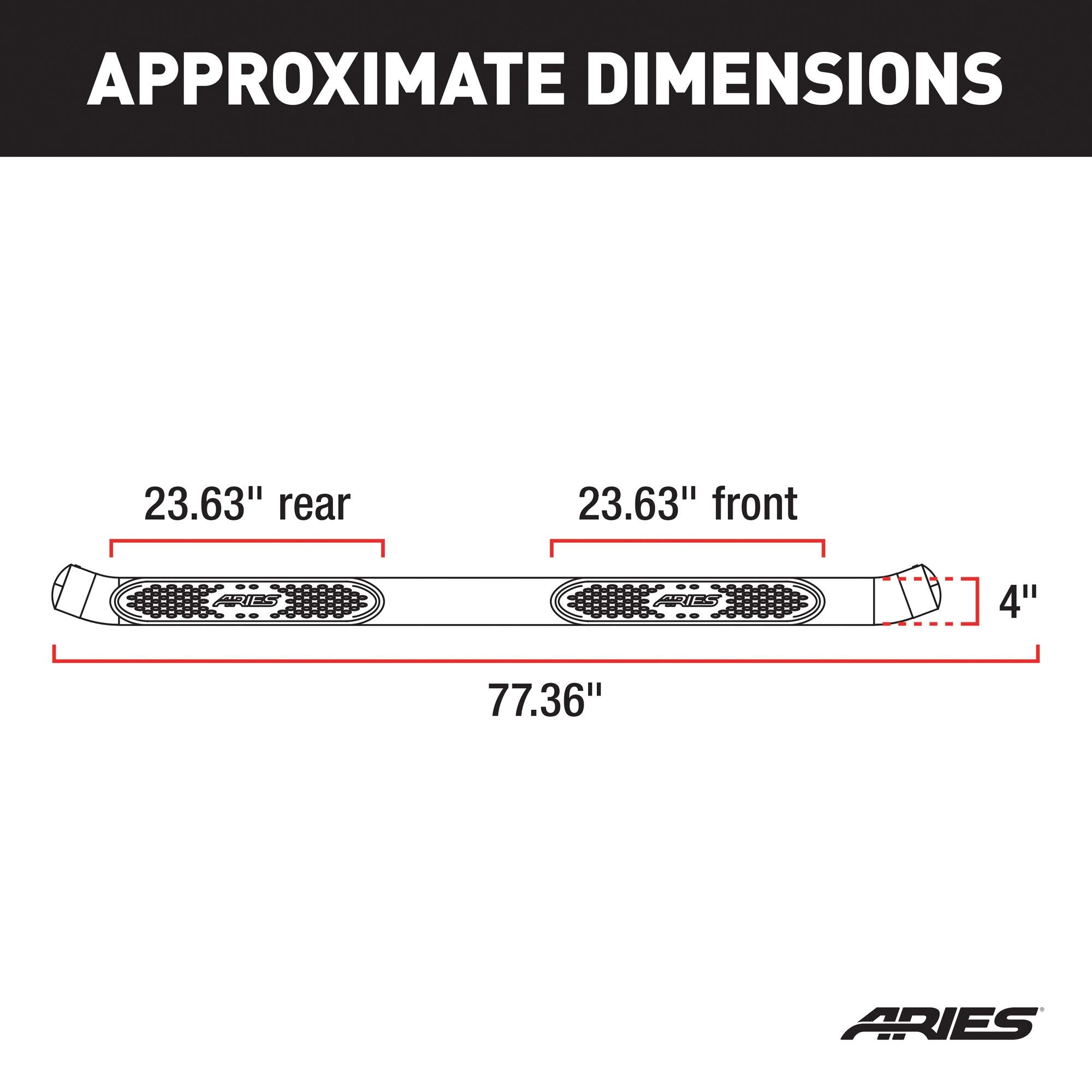 4-Inch Oval Black Steel Nerf Bars ARIES, Select Dodge Ram 1500, 2500, 3500