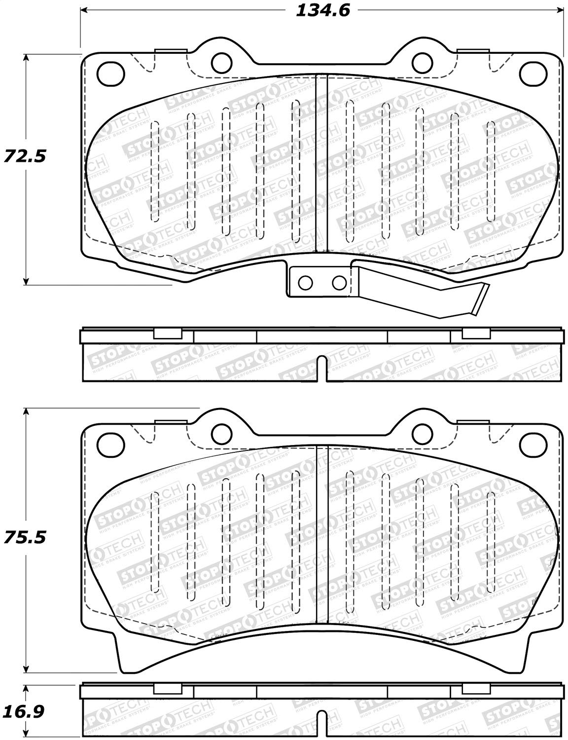 Front StopTech 308.11190 Brake Pads with Shims and Hardware
