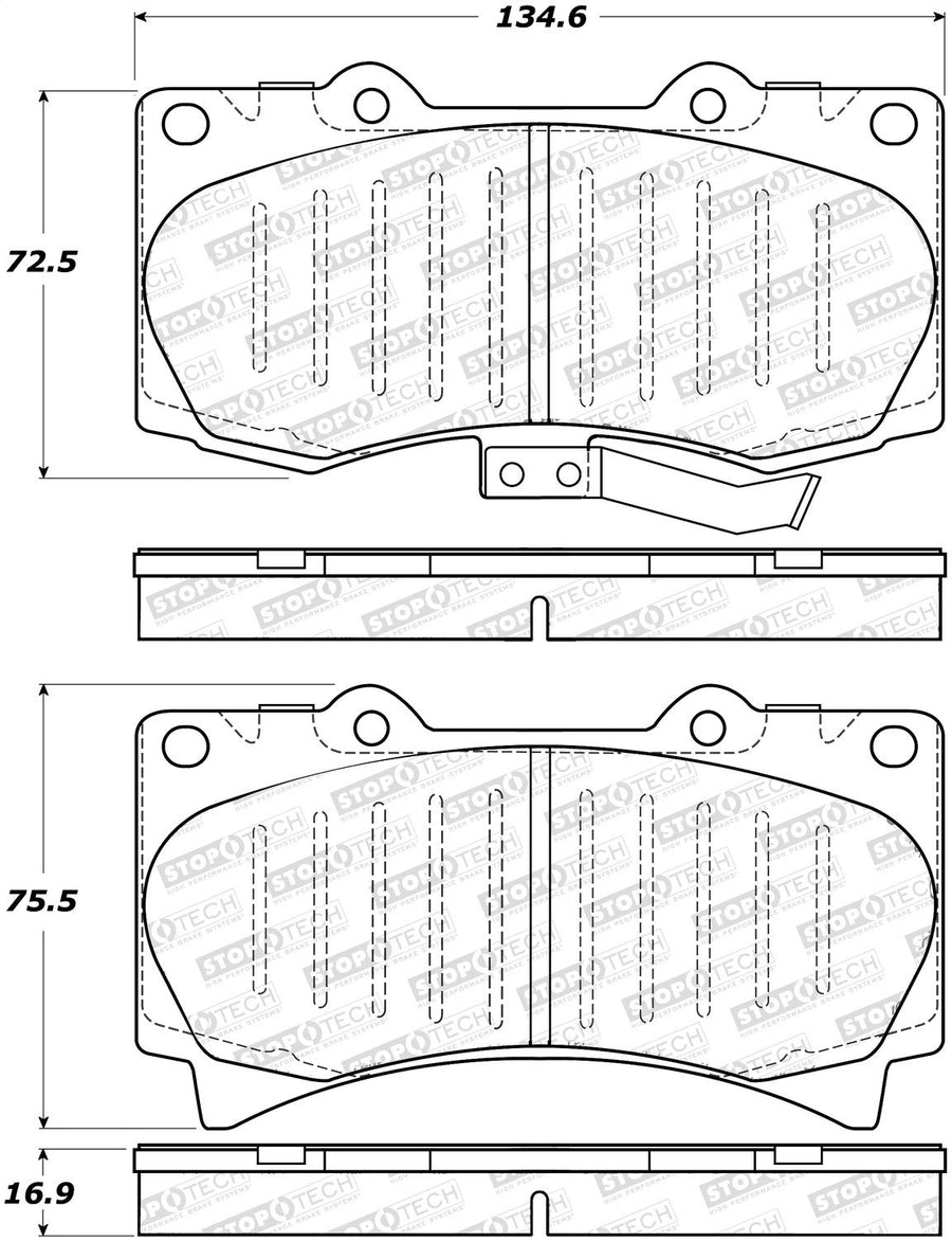 Front StopTech 308.11190 Brake Pads with Shims and Hardware