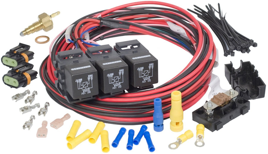 Dual Activation Painless Performance 30118 Dual Electric Fan Relay Kit with Thermostatic Switch (On 205/Off 190) for LSX