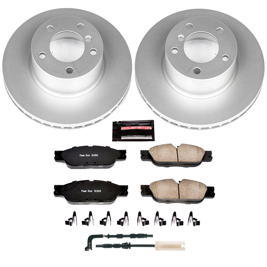 Power Stop Z23 Evolution Geomet Coated Brake Kit and 1 Front Sensor Wire For BMW 325i 2006 [Model Specific]