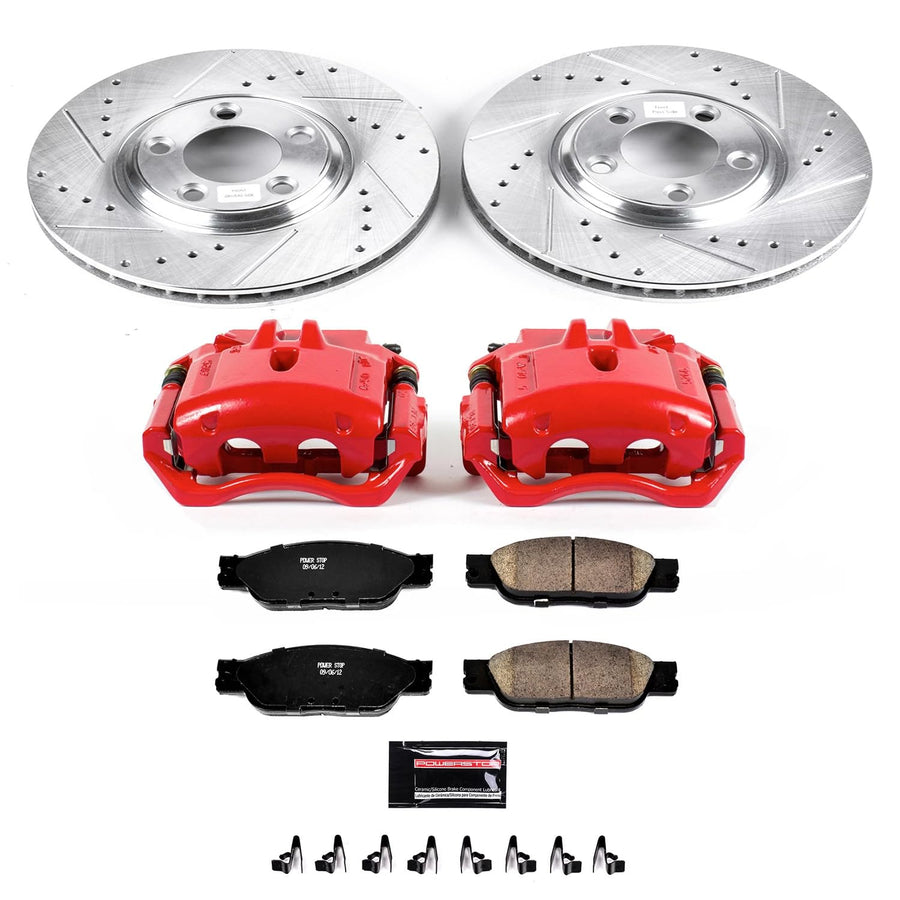 Power Stop Z23 KC1353 Evolution Sport Front Brake Caliper Kit- Brake Rotors, Brake Pads and Brake Calipers For Jaguar S-Type 2003-2004 [Model Specific]