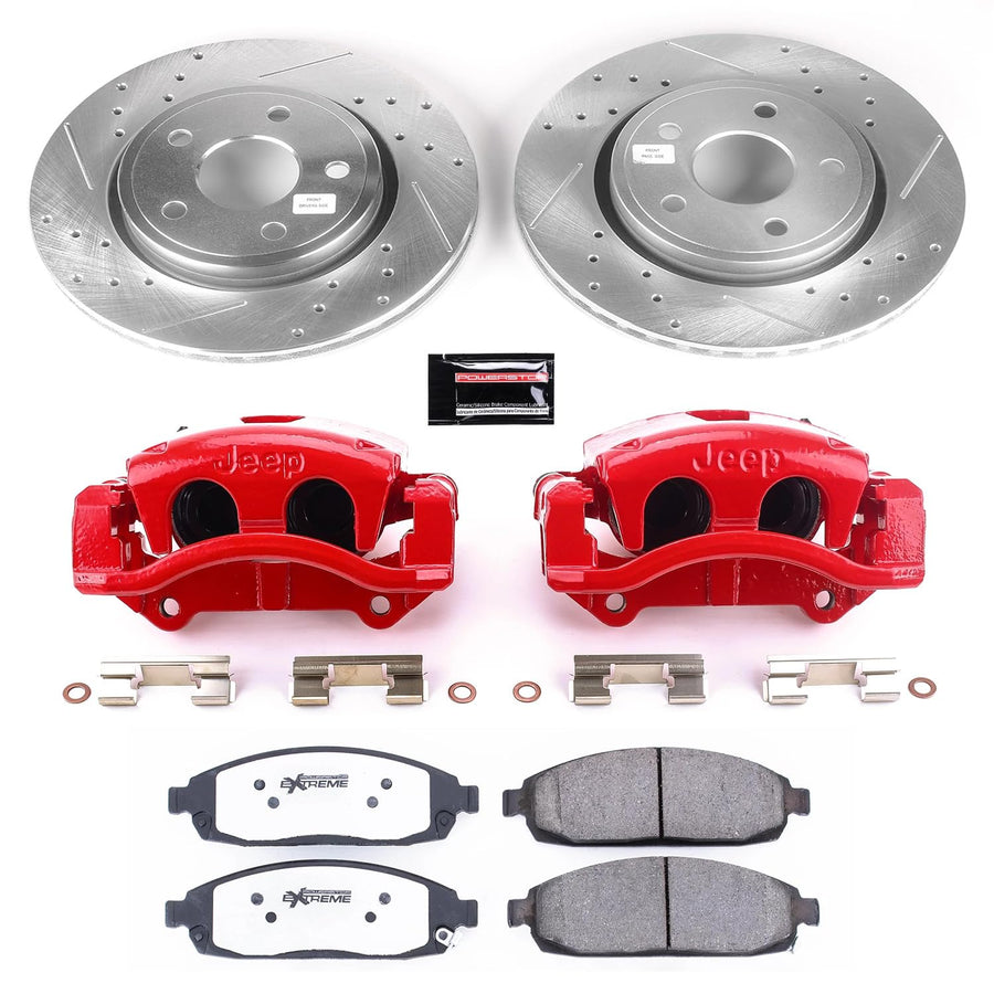 Power Stop Z26 KC2219A-26 Street Warrior Front Brake Kit-Brake Rotors, Brake Pads & Calipers For Jeep Commander 2006-2010, Jeep Grand Cherokee 2005-2010 [Model Specific]