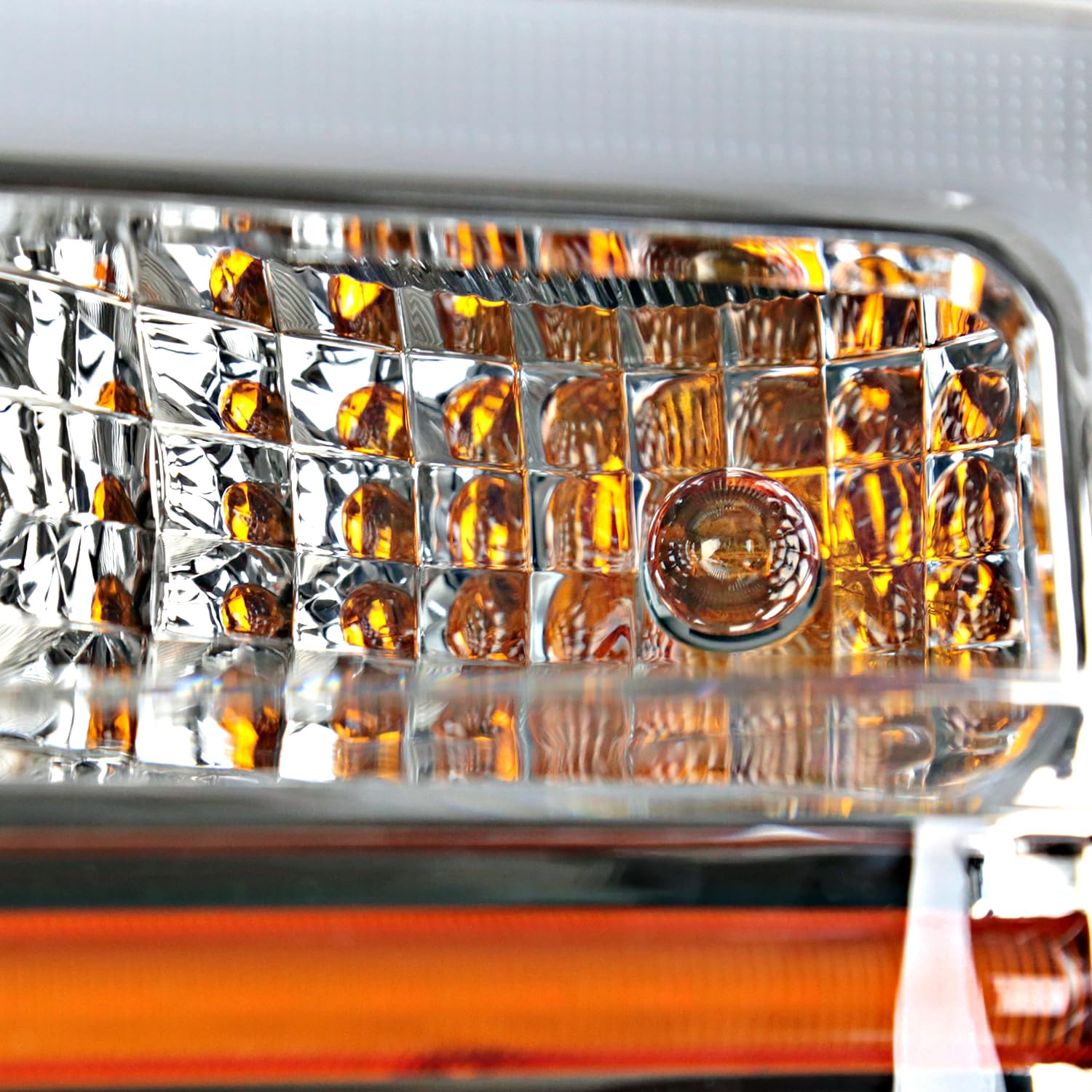 Chrome Projector Headlights SPEC-D TUNING with Sequential LED Turn Signal Light Strips Compatible with 2008-2010 Ford F-250, F-350, F-450, F-550 Super Duty, Left + Right Pair Headlamps Assembly