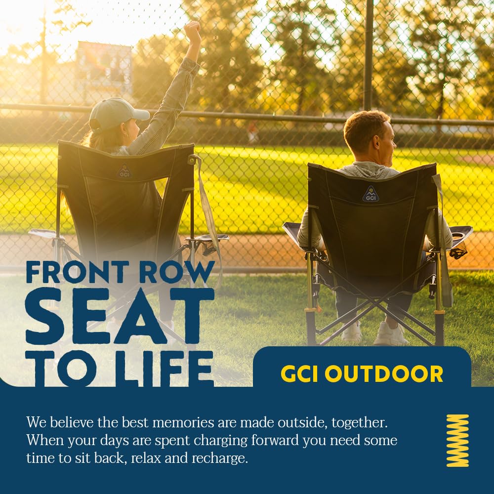 GCI Outdoor Rocker Comfort Pro Collapsible Rocking Chair & Outdoor Camping Chair, Indigo Blue