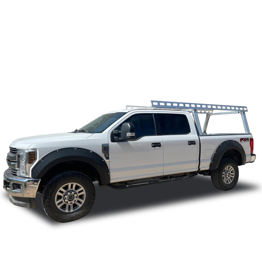 Heavy Duty Black Horse Ladder Rack Over Cab System 8' Bed Silver Aluminum Compatible with All 3/4-ton Trucks with 8ft Bed Length Not Compatible with tonneau Covers-CSFRHD8