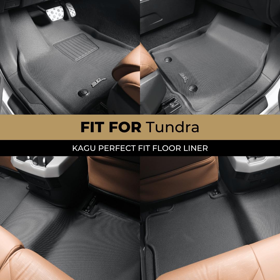 3D MAXpider Kagu Custom Fit Floor Mat (Black) Compatible with Toyota Tundra Double Cab 2022-2026 - Full Set