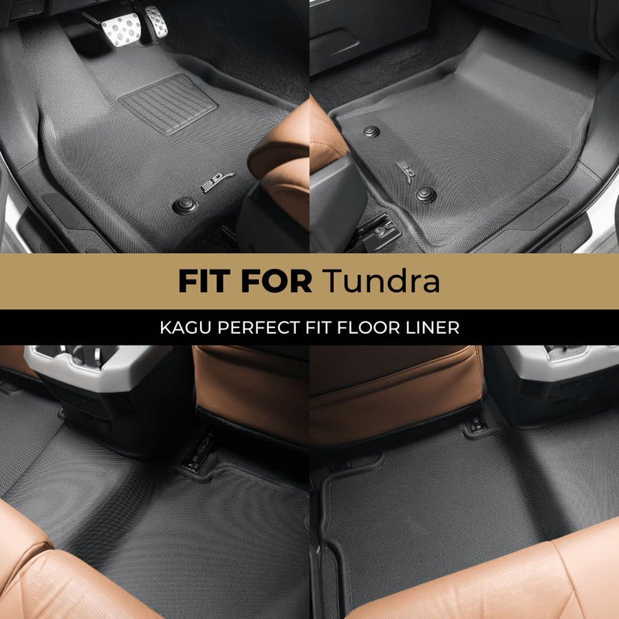 3D MAXpider Kagu Custom Fit Floor Mat (Black) Compatible with Toyota Tundra Double Cab 2022-2026 - Full Set