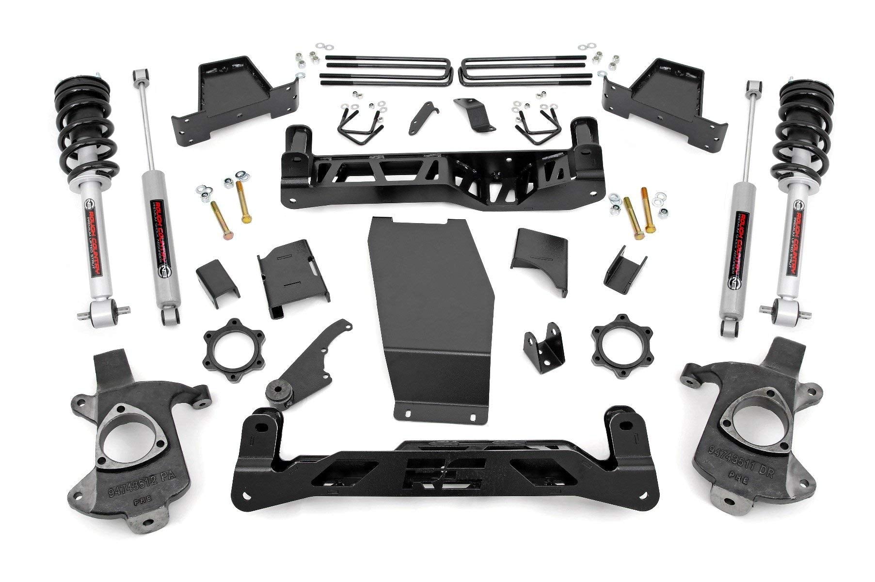 6" Rough Country Suspension Lift Kit with N3 Struts/N3 Shocks for Chevy Silverado & GMC Sierra 1500 (2014-2018 w/Stock Cast Alu or Stamped Steel Control Arms)