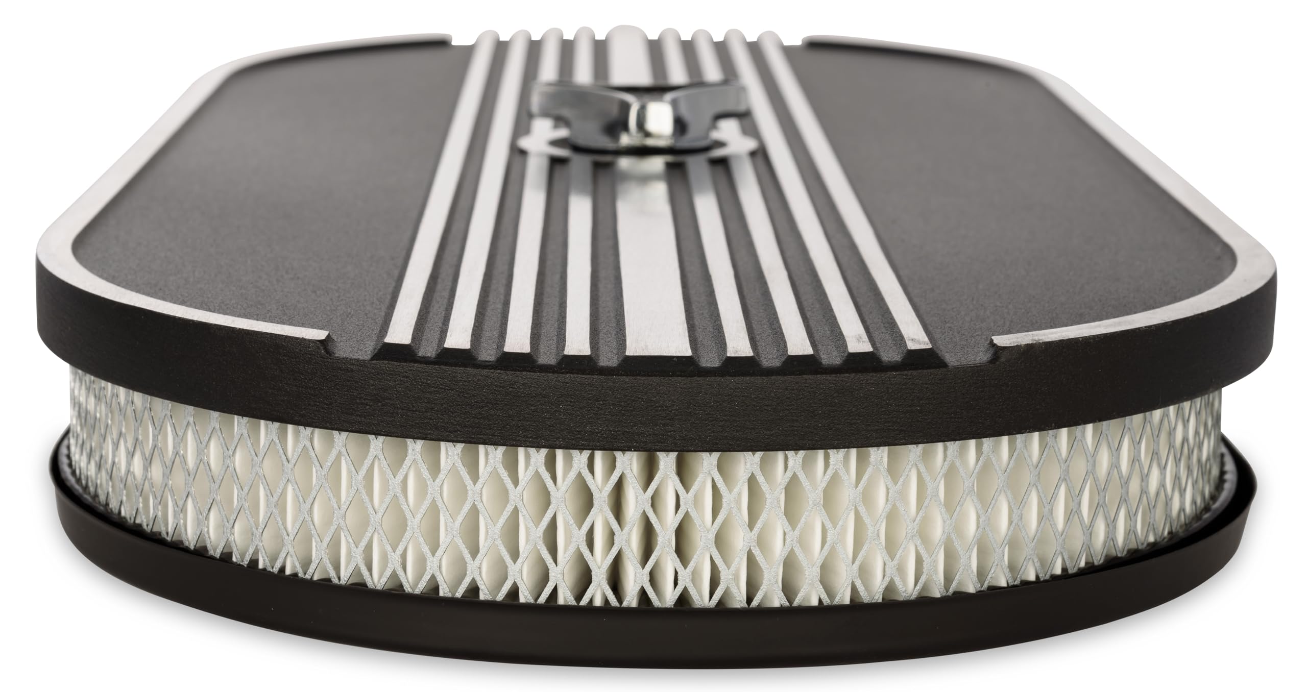 Oval Air Cleaner Scott Drake S1MS-9600-P Black Aluminum Finned No Logo