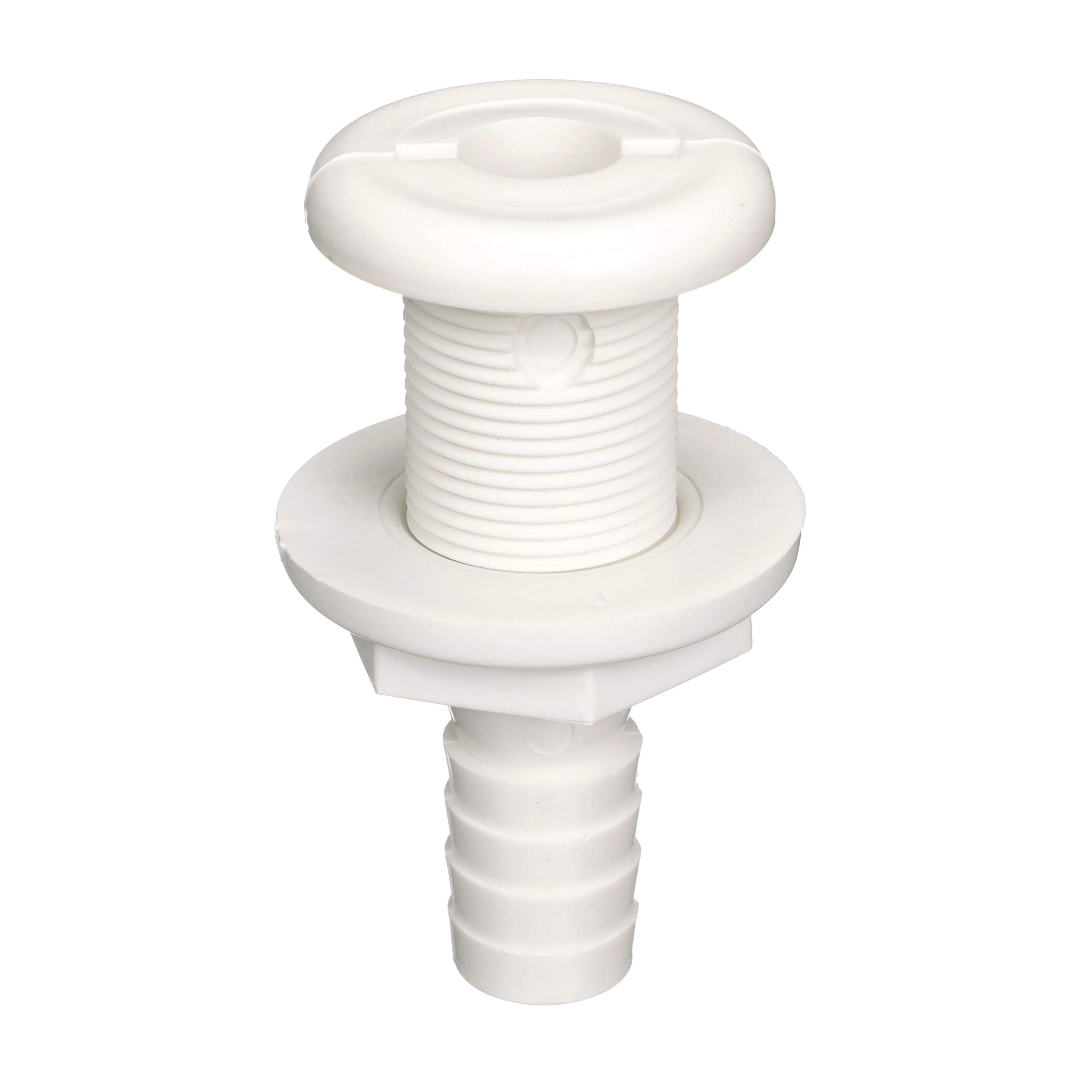Polypropylene attwood 3873-3 Straight Thru-Hull Connector for Boating Plumbing Fittings, White Finish