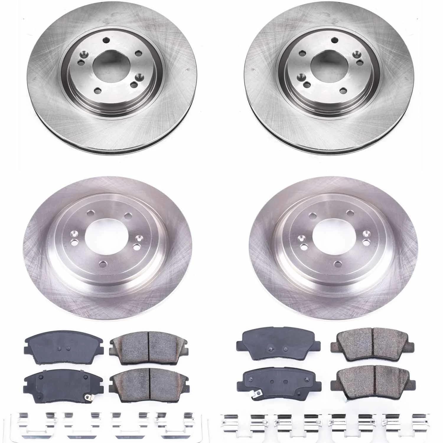 Power Stop Autospecialty KOE8003 Front and Rear Replacement Brake Kit-OE Brake Rotors & Ceramic Brake Pads