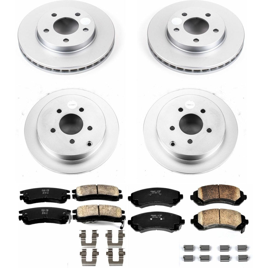 Power Stop CRK4382 Brake Rotor & Coated Ceramic Brake Pads- front & rear For Buick Rendezvous 2002-2007 [Model Specific]