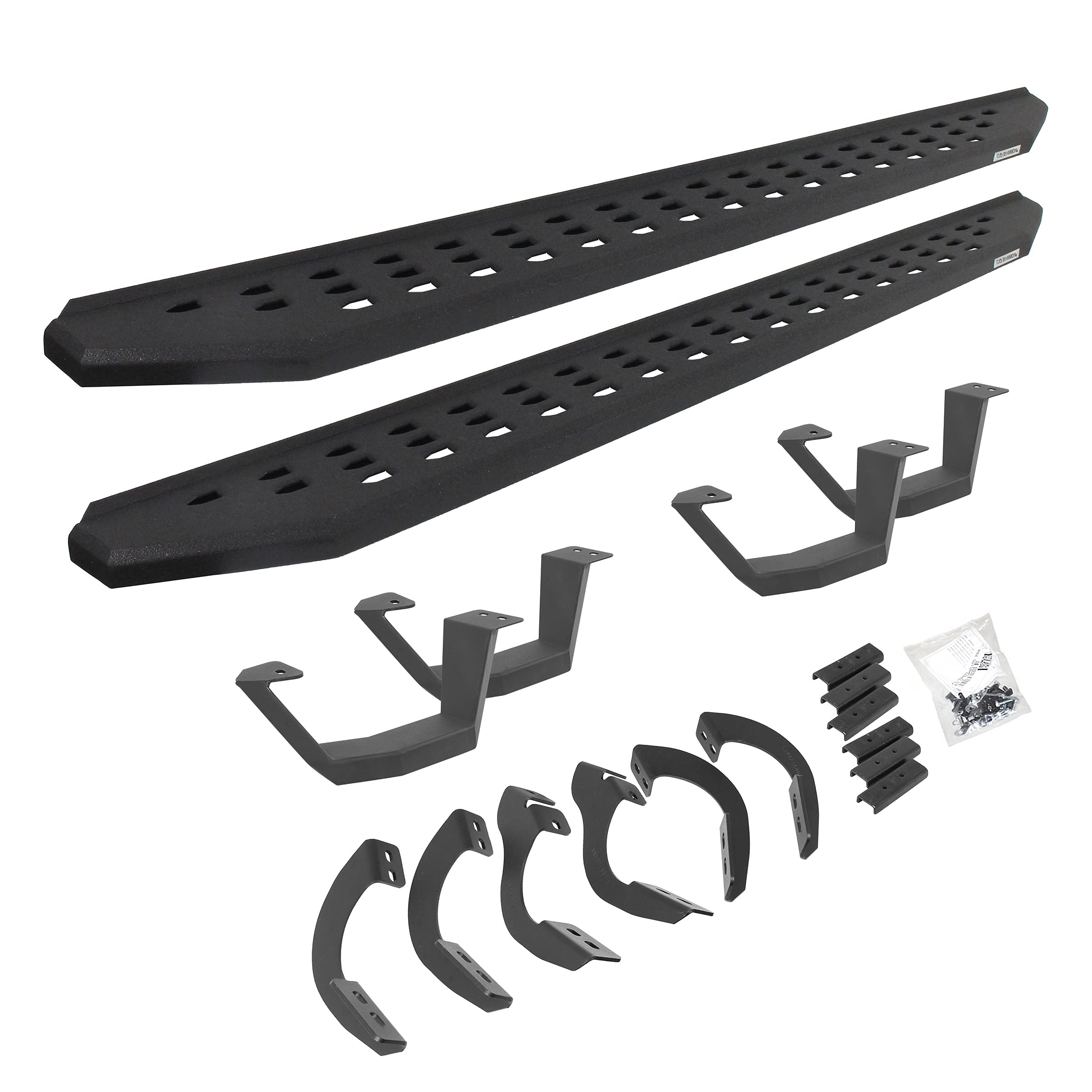 Go Rhino RB20 Running Boards 6944256820T - Complete Kit: RB20 Running Board + Brackets + 2 Pair RB20 Drop Steps