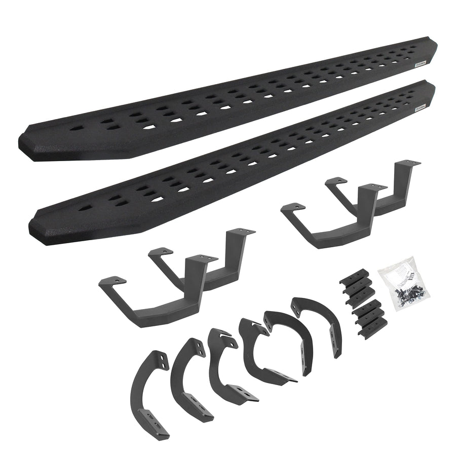 Go Rhino RB20 Running Boards 6944256820T - Complete Kit: RB20 Running Board + Brackets + 2 Pair RB20 Drop Steps
