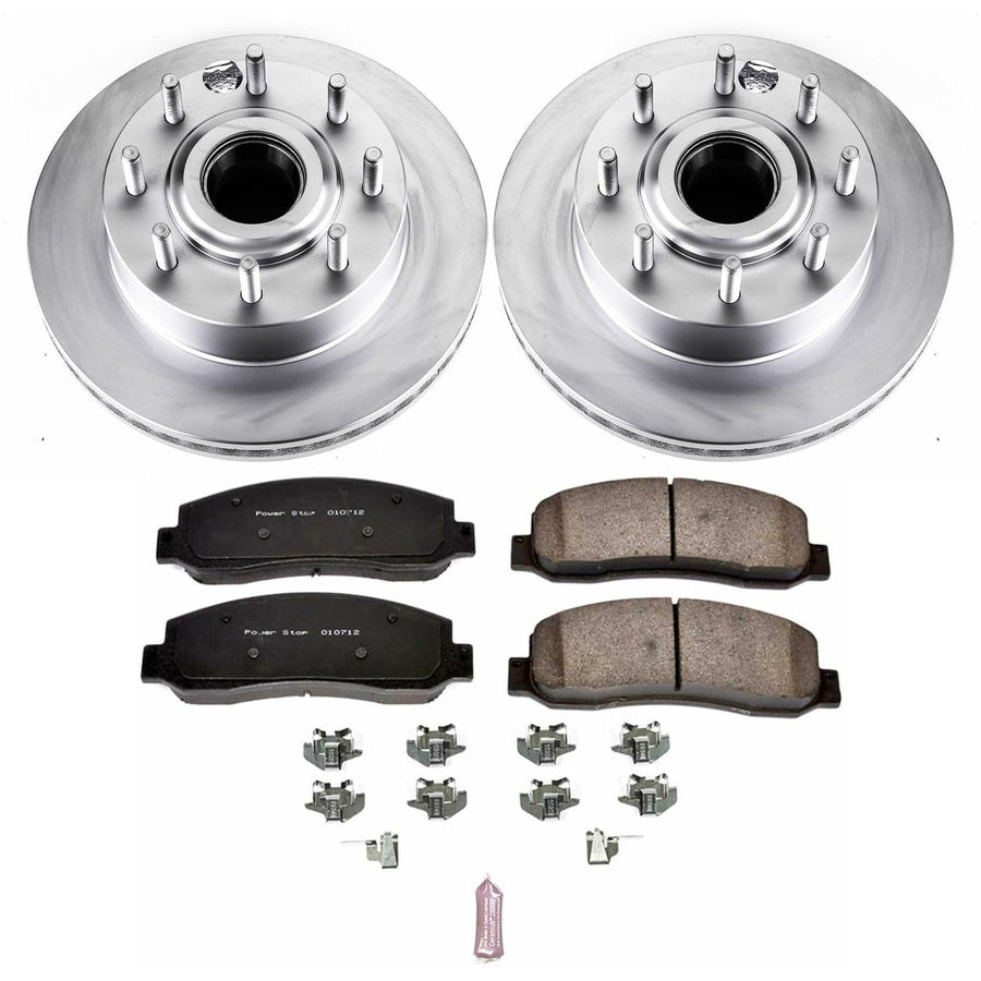 Power Stop CRK5585 Brake Rotor & Coated Ceramic Brake Pads- front For Ford F-250 Super Duty 2007-2008, Ford F-350 Super Duty 2007-2010 [Model Specific]