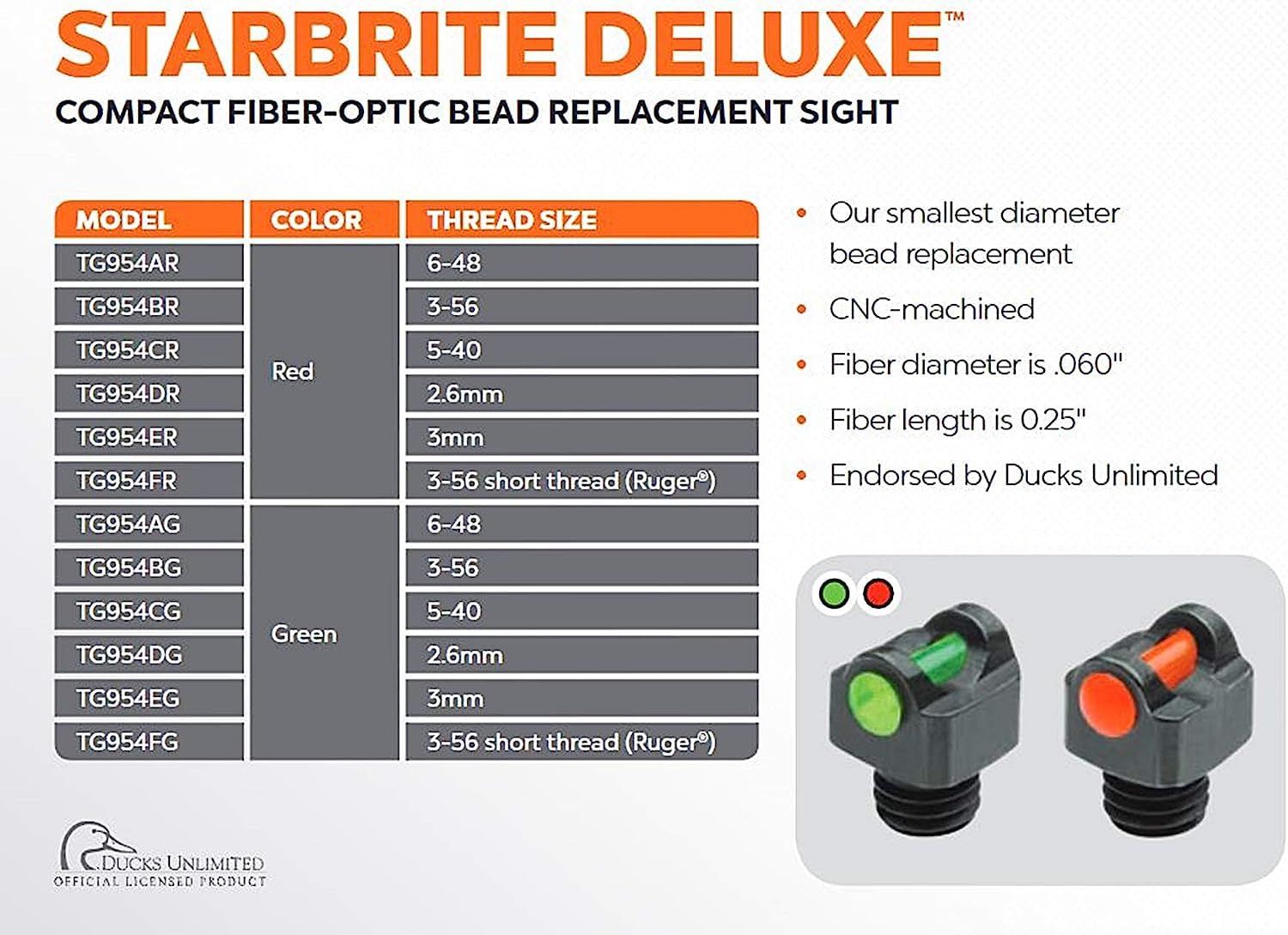 Starbrite Deluxe TRUGLO Fiber Optic Sight 2.6mm Red
