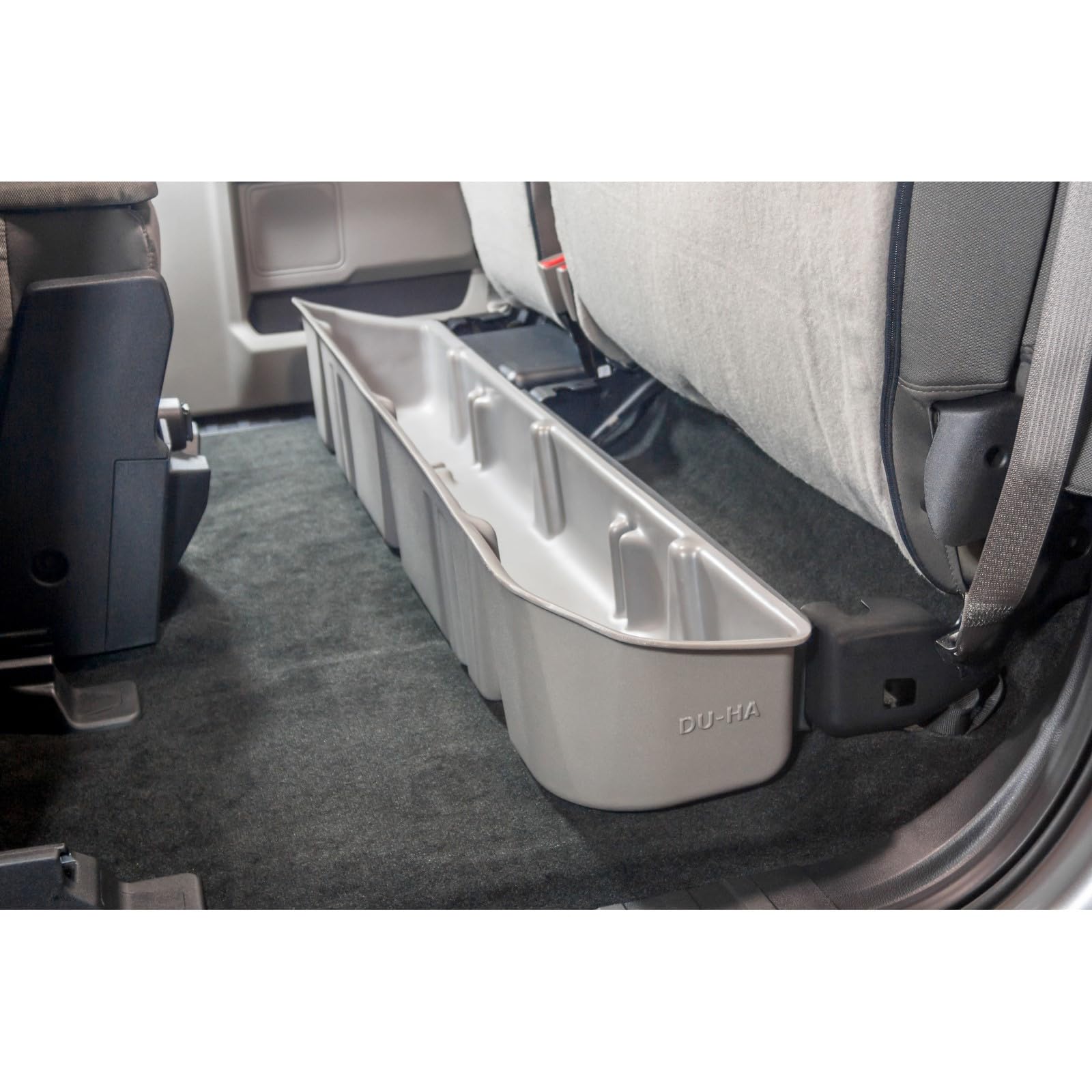 Under Seat Storage DUHA 20107 fits 2015-2025 Ford F150 SuperCab & 2017-2025 Ford F250 F350 F450 F550 SuperCab | Light Gray Heavy-Duty Back Seat Organizer | Includes Dividers